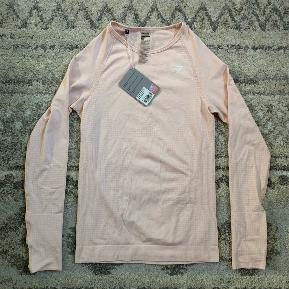 Gymshark Vital Seamless Long Sleeve Shirt Blush Nude Marl Medium NWT